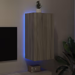 vidaXL TV Wall Cabinet with LED Lights Floating TV Unit TV Cabinet Grey Sonoma