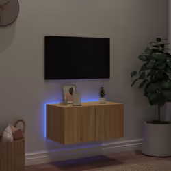 vidaXL TV Wall Cabinet with LED Lights Floating TV Unit TV Cabinet Sonoma Oak