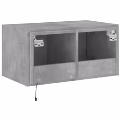 vidaXL TV Wall Cabinet with LED Lights Wall Mounted TV Units Concrete Grey - Additional view 10