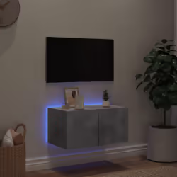vidaXL TV Wall Cabinet with LED Lights Wall Mounted TV Units Concrete Grey - Additional view 2