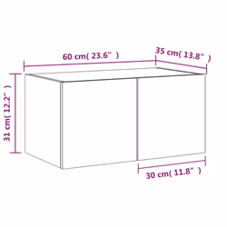 vidaXL TV Wall Cabinet with LED Lights Wall Mounted TV Units Concrete Grey - Additional view 3