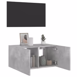 vidaXL TV Wall Cabinet with LED Lights Wall Mounted TV Units Concrete Grey - Additional view 5