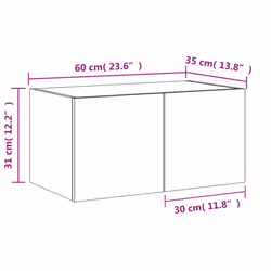 vidaXL TV Wall Cabinet with LED Lights Floating TV Unit TV Cabinet Grey Sonoma