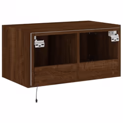 vidaXL TV Wall Cabinet with LED Lights Floating TV Unit TV Cabinet Brown Oak - Additional view 10