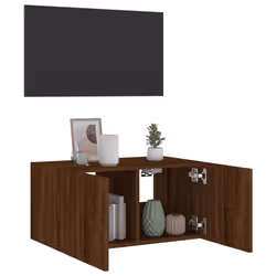 vidaXL TV Wall Cabinet with LED Lights Floating TV Unit TV Cabinet Brown Oak - Additional view 5