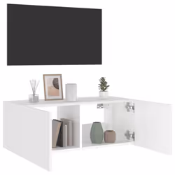 vidaXL TV Wall Cabinet with LED Lights Floating Wall Mounted TV Cabinet White - Additional view 5