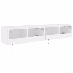 vidaXL TV Wall Cabinets with LED Lights Wall Mounted TV Units 2 pcs White - Additional view 10