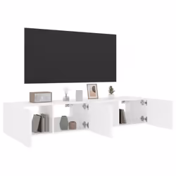 vidaXL TV Wall Cabinets with LED Lights Wall Mounted TV Units 2 pcs White - Additional view 5