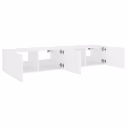 vidaXL TV Wall Cabinets with LED Lights Wall Mounted TV Units 2 pcs White - Additional view 7