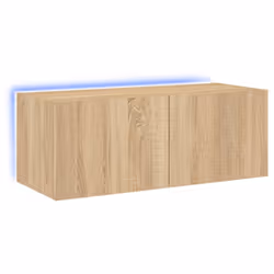 vidaXL TV Wall Cabinet with LED Lights Floating TV Unit TV Cabinet Sonoma Oak