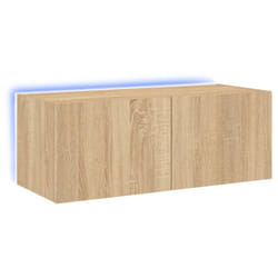 vidaXL TV Wall Cabinet with LED Lights Floating TV Unit TV Cabinet Sonoma Oak
