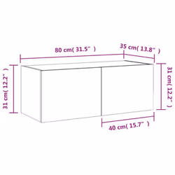 vidaXL TV Wall Cabinet with LED Lights Floating TV Unit TV Cabinet Sonoma Oak