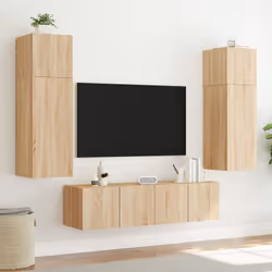 vidaXL TV Wall Cabinet with LED Lights Floating TV Unit TV Cabinet Sonoma Oak - Additional view 4