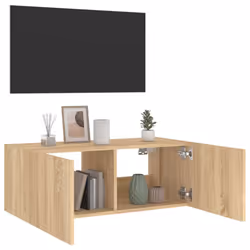vidaXL TV Wall Cabinet with LED Lights Floating TV Unit TV Cabinet Sonoma Oak - Additional view 5