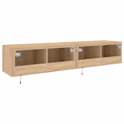 vidaXL TV Wall Cabinets with LED Lights Floating TV Unit 2 pcs Sonoma Oak - Additional view 10
