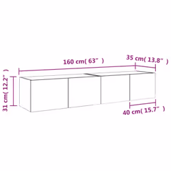 vidaXL TV Wall Cabinets with LED Lights Floating TV Unit 2 pcs Sonoma Oak