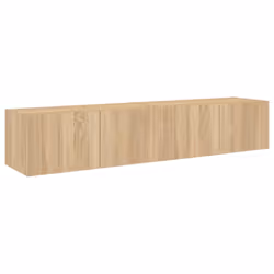 vidaXL TV Wall Cabinets with LED Lights Floating TV Unit 2 pcs Sonoma Oak - Additional view 6