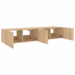 vidaXL TV Wall Cabinets with LED Lights Floating TV Unit 2 pcs Sonoma Oak - Additional view 7