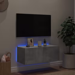 vidaXL TV Wall Cabinet with LED Lights Wall Mounted TV Units Concrete Grey - Additional view 2