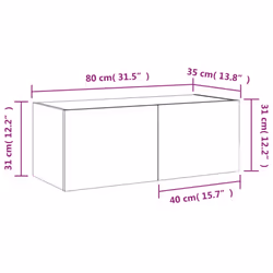 vidaXL TV Wall Cabinet with LED Lights Wall Mounted TV Units Concrete Grey - Additional view 3