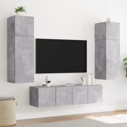 vidaXL TV Wall Cabinet with LED Lights Wall Mounted TV Units Concrete Grey - Additional view 4