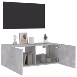 vidaXL TV Wall Cabinet with LED Lights Wall Mounted TV Units Concrete Grey - Additional view 5