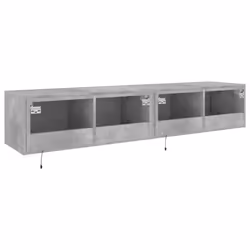 vidaXL TV Wall Cabinets with LED Lights Floating TV Unit 2 pcs Concrete Grey - Additional view 10