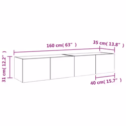 vidaXL TV Wall Cabinets with LED Lights Floating TV Unit 2 pcs Concrete Grey
