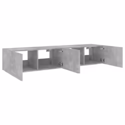 vidaXL TV Wall Cabinets with LED Lights Floating TV Unit 2 pcs Concrete Grey - Additional view 7