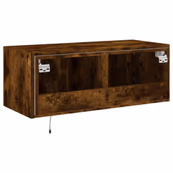 vidaXL TV Wall Cabinet with LED Lights Floating TV Unit TV Cabinet Smoked Oak - Additional view 10