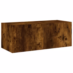 vidaXL TV Wall Cabinet with LED Lights Floating TV Unit TV Cabinet Smoked Oak - Additional view 6