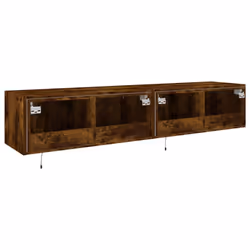 vidaXL TV Wall Cabinets with LED Lights Floating TV Unit 2 pcs Smoked Oak - Additional view 10