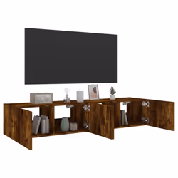 vidaXL TV Wall Cabinets with LED Lights Floating TV Unit 2 pcs Smoked Oak - Additional view 5
