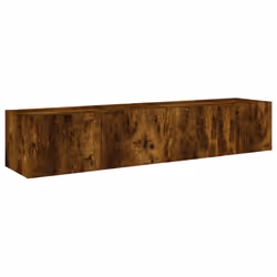vidaXL TV Wall Cabinets with LED Lights Floating TV Unit 2 pcs Smoked Oak - Additional view 6