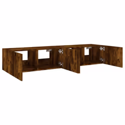vidaXL TV Wall Cabinets with LED Lights Floating TV Unit 2 pcs Smoked Oak - Additional view 7