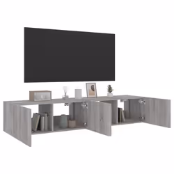 vidaXL TV Wall Cabinets with LED Lights Floating TV Unit 2 pcs Grey Sonoma - Additional view 5