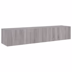 vidaXL TV Wall Cabinets with LED Lights Floating TV Unit 2 pcs Grey Sonoma - Additional view 6