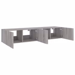 vidaXL TV Wall Cabinets with LED Lights Floating TV Unit 2 pcs Grey Sonoma - Additional view 7