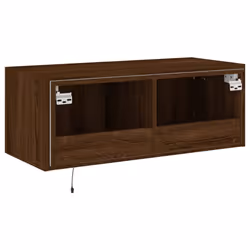 vidaXL TV Wall Cabinet with LED Lights Floating TV Unit TV Cabinet Brown Oak - Additional view 10