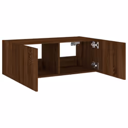 vidaXL TV Wall Cabinet with LED Lights Floating TV Unit TV Cabinet Brown Oak - Additional view 7