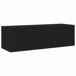 vidaXL TV Wall Cabinet with LED Lights Floating Wall Mounted TV Cabinet Black