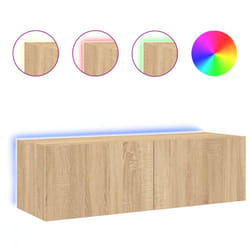 vidaXL TV Wall Cabinet with LED Lights Floating TV Unit TV Cabinet Sonoma Oak