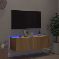 vidaXL TV Wall Cabinet with LED Lights Floating TV Unit TV Cabinet Sonoma Oak - Additional view 4