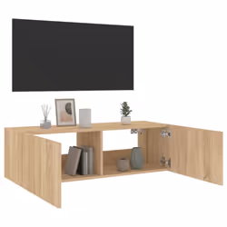 vidaXL TV Wall Cabinet with LED Lights Floating TV Unit TV Cabinet Sonoma Oak - Additional view 7