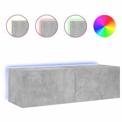 vidaXL TV Wall Cabinet with LED Lights Wall Mounted TV Units Concrete Grey