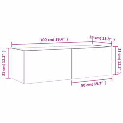 vidaXL TV Wall Cabinet with LED Lights Wall Mounted TV Units Concrete Grey - Additional view 3