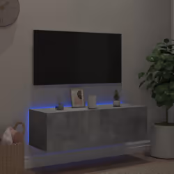 vidaXL TV Wall Cabinet with LED Lights Wall Mounted TV Units Concrete Grey - Additional view 4