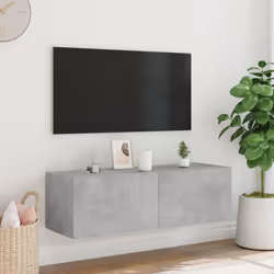 vidaXL TV Wall Cabinet with LED Lights Wall Mounted TV Units Concrete Grey - Additional view 5