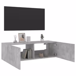 vidaXL TV Wall Cabinet with LED Lights Wall Mounted TV Units Concrete Grey - Additional view 7