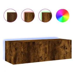 vidaXL TV Wall Cabinet with LED Lights Floating TV Unit TV Cabinet Smoked Oak
